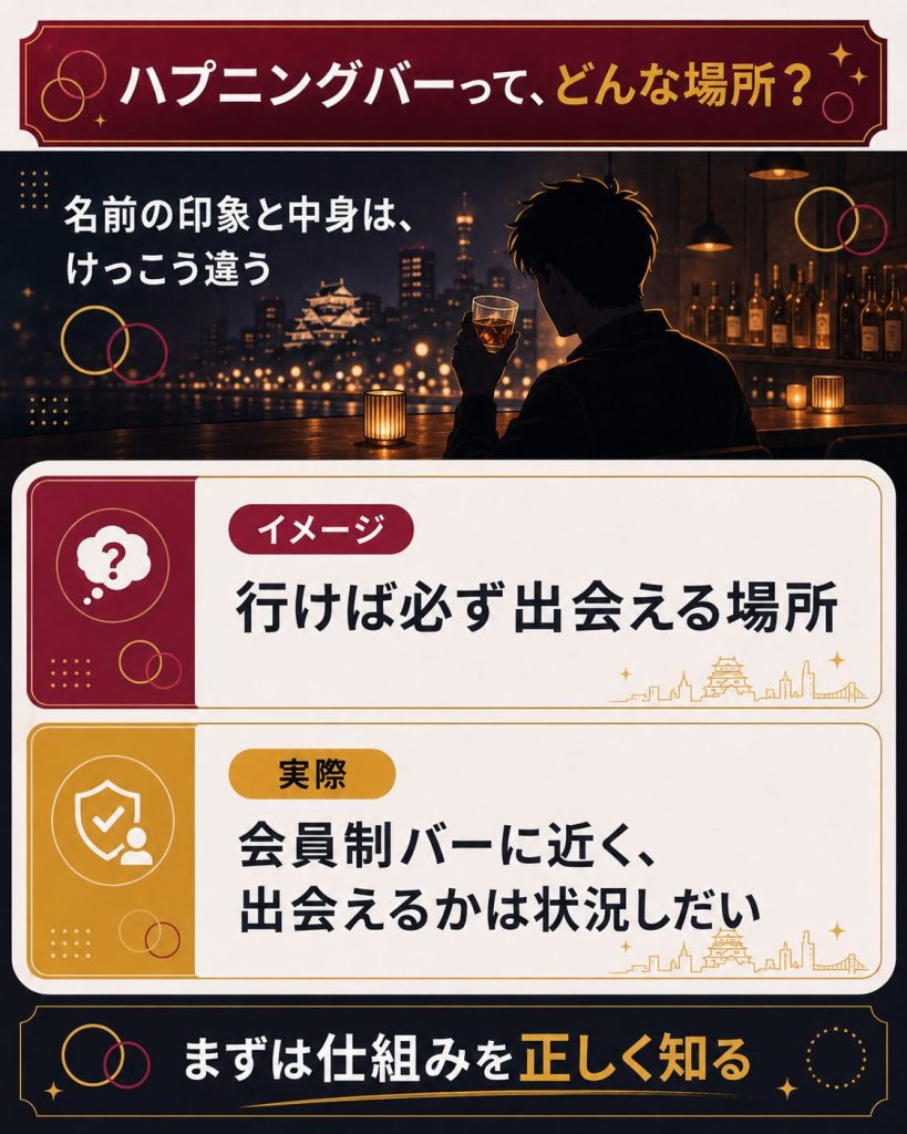 ハプニングバーと他の出会い手段の違いを整理した図解