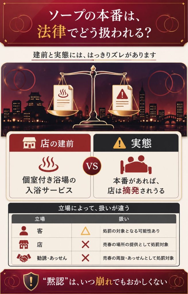 本番が売春防止法でどう扱われるかの解説図