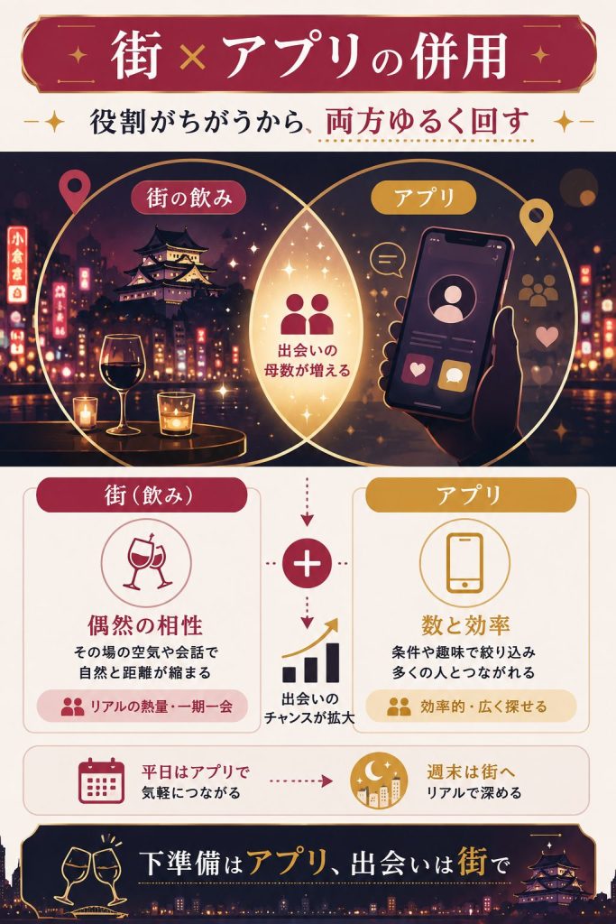 街の飲みとアプリ併用の関係図
