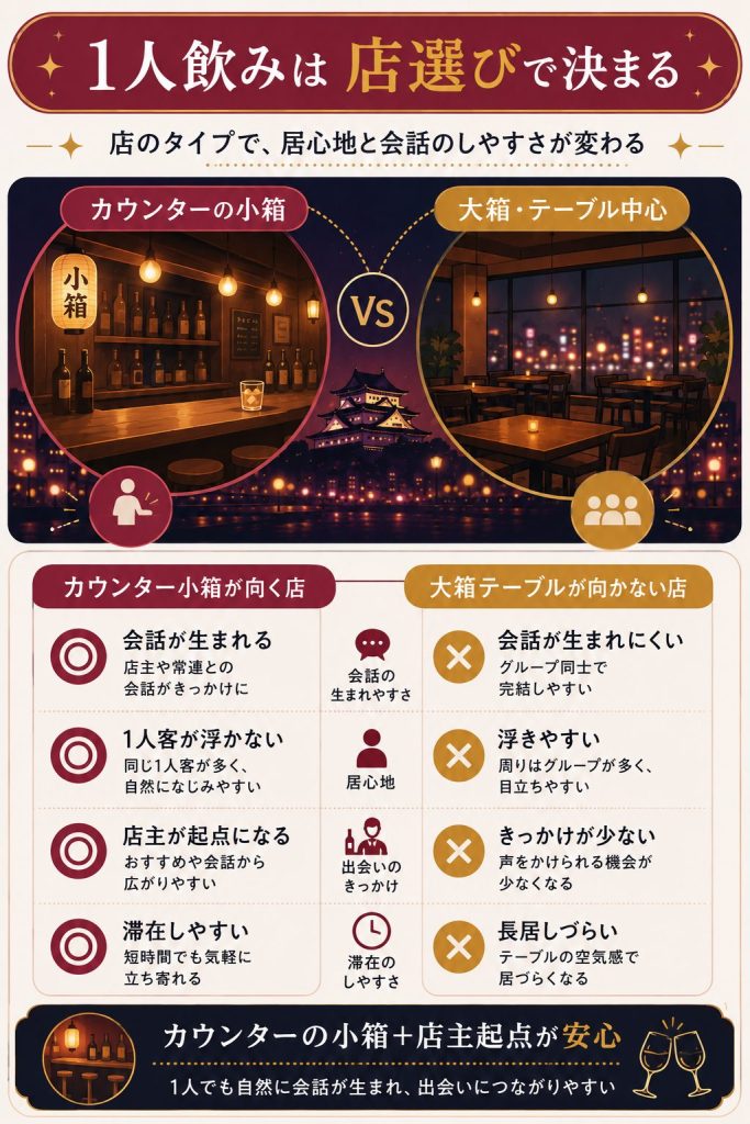 1人飲みに向く店と向かない店の比較