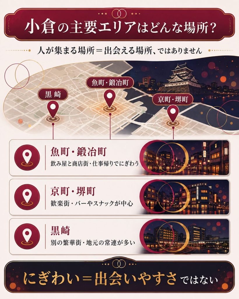 小倉のナンパ主要エリアの特徴マップ