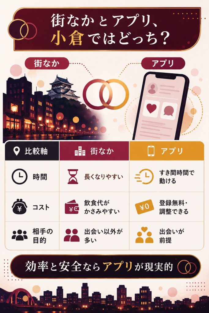 街なかとアプリの出会い方の比較図