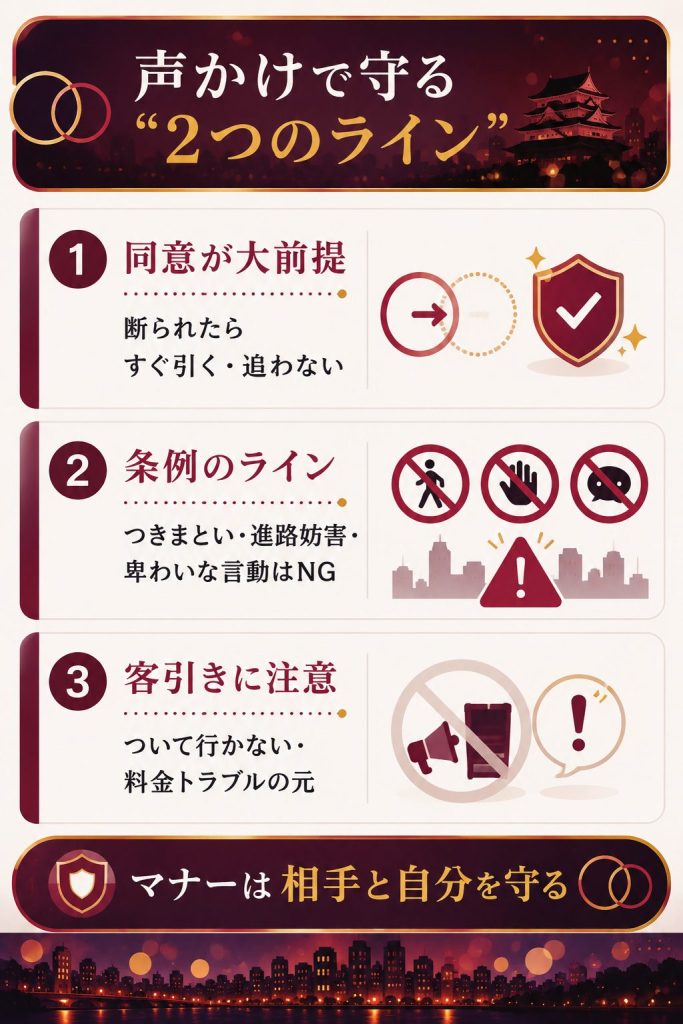 声かけの同意と条例ラインの解説図