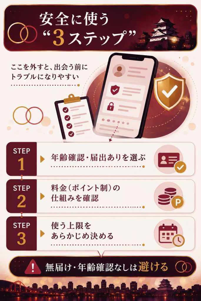 出会い系アプリの安全な選び方の図解