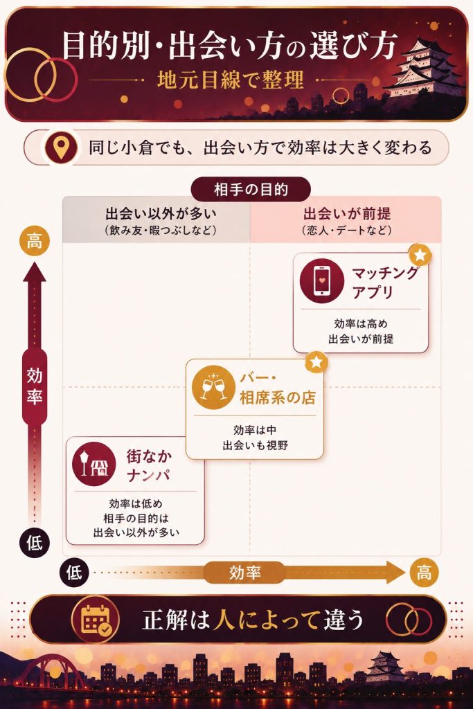 目的別の出会い方の選び方マトリクス
