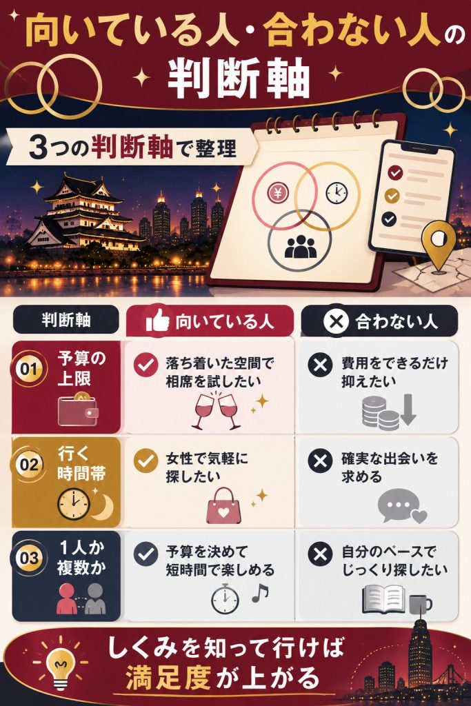 向いている人と合わない人を分けた判断軸の図